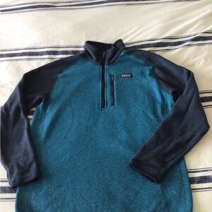 Patagonia Mens 1/4Zip Teal and Navy Sweater